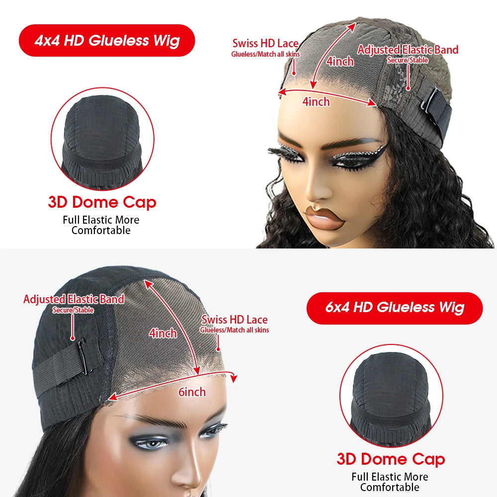 Pelucas de cabello humano liso sin pegamento, precortadas, sin pegamento, para mujeres, peluca brasileña sin pegamento, cabello humano listo para usar, prearrancado al 200 %