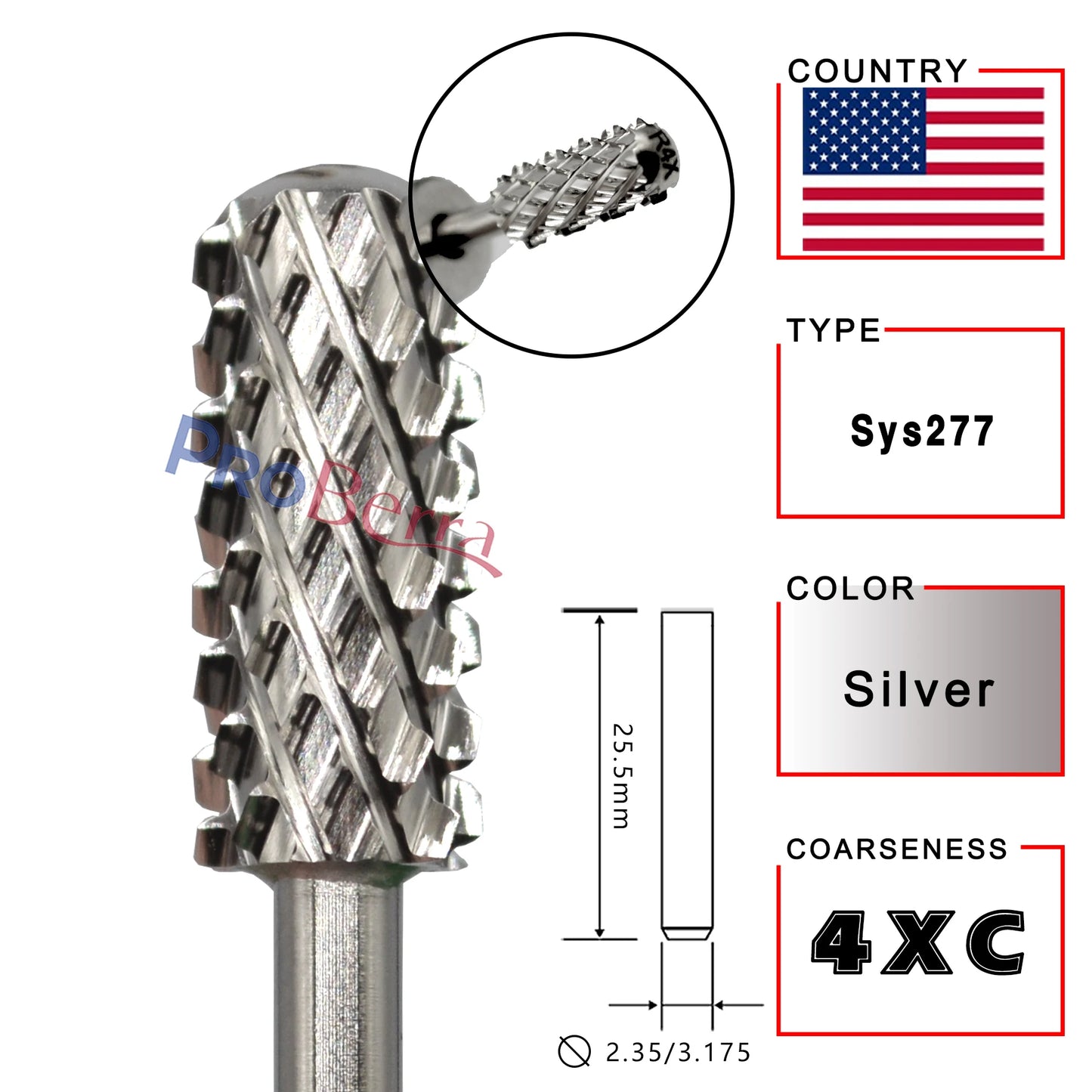RolinStar 5.35 - Broca para manicura de carburo dorado con punta redonda pequeña, 8 unidades