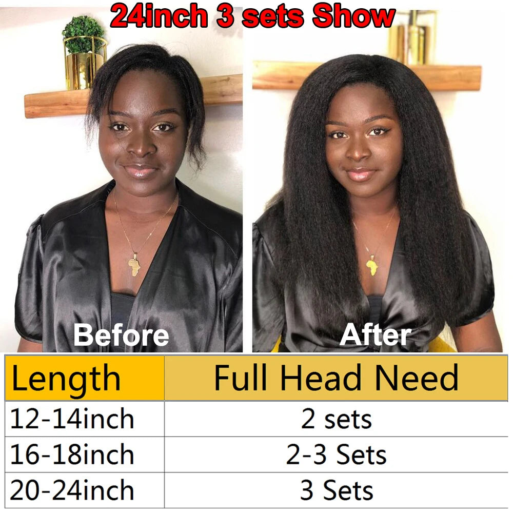 Extensiones de cabello humano Afro Kinky Straight con clip, 120 g/juego (se recomiendan 2 juegos)
