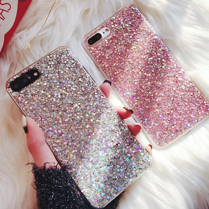 Silicone Bling Powder Soft Case For iPhone 15 14 Plus 13 12 11 Pro Max SE 2 6 6S 7 8 Plus XS Max XR X Shiny Glitter Phone Cover
