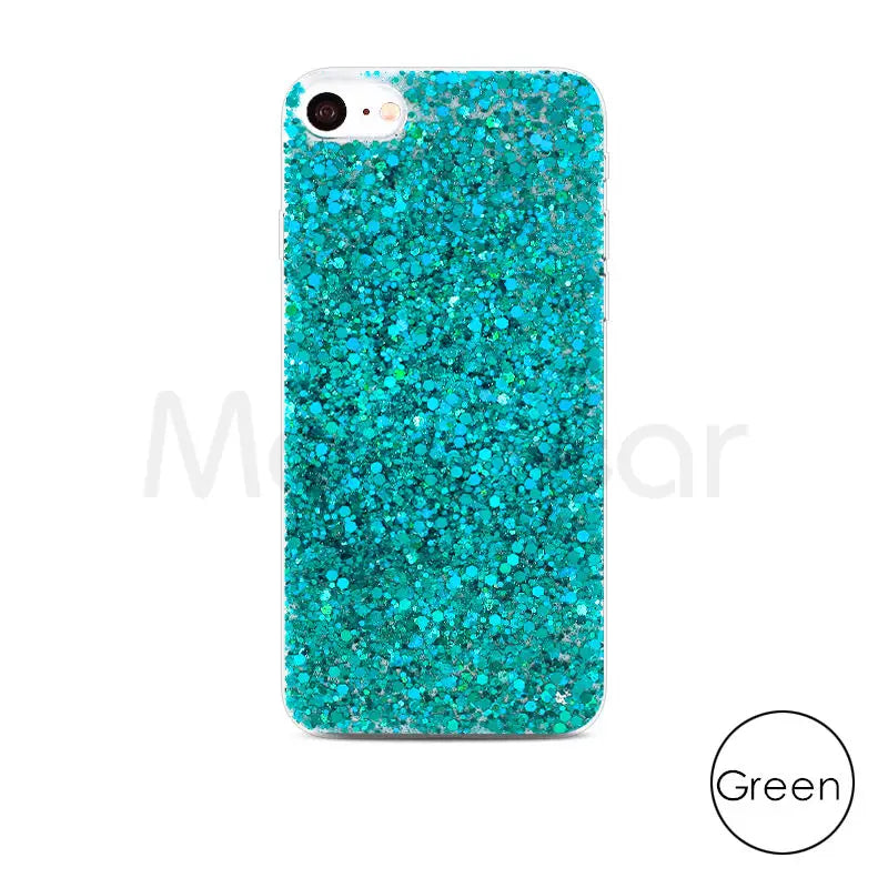 Silicone Bling Powder Soft Case For iPhone 15 14 Plus 13 12 11 Pro Max SE 2 6 6S 7 8 Plus XS Max XR X Shiny Glitter Phone Cover