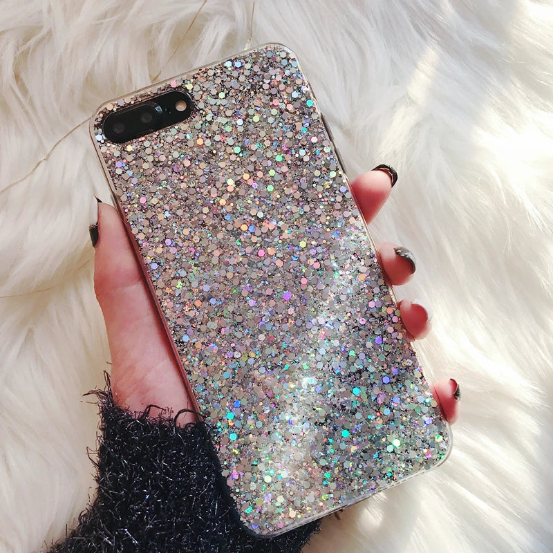 Silicone Bling Powder Soft Case For iPhone 15 14 Plus 13 12 11 Pro Max SE 2 6 6S 7 8 Plus XS Max XR X Shiny Glitter Phone Cover