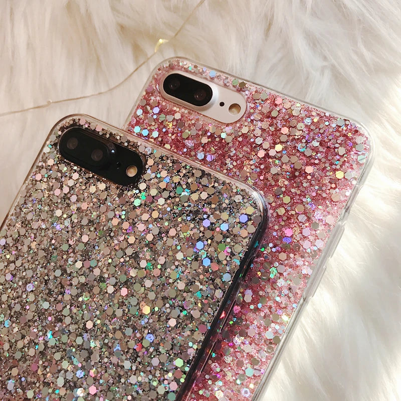 Silicone Bling Powder Soft Case For iPhone 15 14 Plus 13 12 11 Pro Max SE 2 6 6S 7 8 Plus XS Max XR X Shiny Glitter Phone Cover