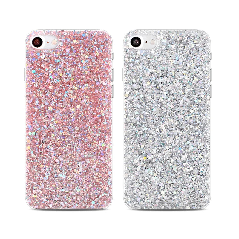 Silicone Bling Powder Soft Case For iPhone 15 14 Plus 13 12 11 Pro Max SE 2 6 6S 7 8 Plus XS Max XR X Shiny Glitter Phone Cover
