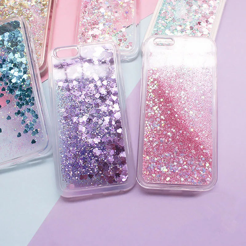 Glitter Stars Liquid Quicksand Coque For iPhone case 11 12 13 14 15 Pro Max X XR XS 7 8 Plus SE 2022 bumper Silicone Back Cover