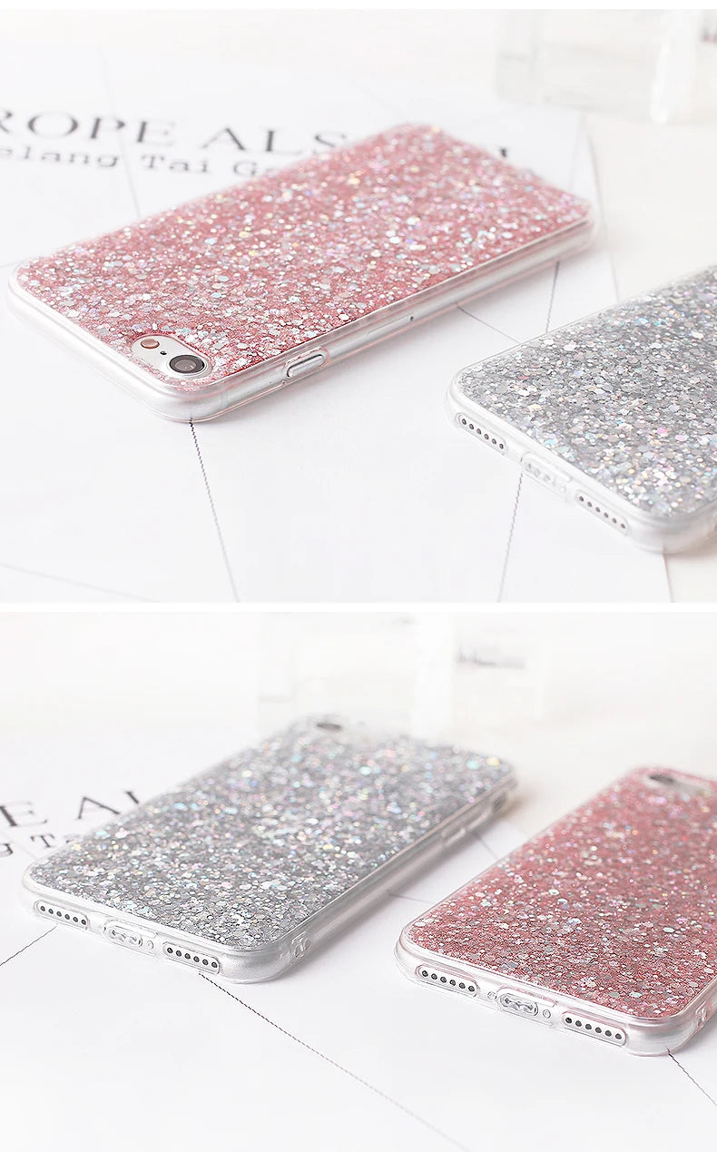 Silicone Bling Powder Soft Case For iPhone 15 14 Plus 13 12 11 Pro Max SE 2 6 6S 7 8 Plus XS Max XR X Shiny Glitter Phone Cover