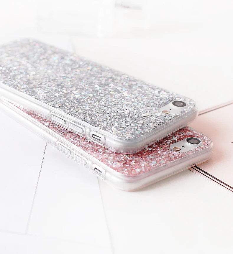 Silicone Bling Powder Soft Case For iPhone 15 14 Plus 13 12 11 Pro Max SE 2 6 6S 7 8 Plus XS Max XR X Shiny Glitter Phone Cover