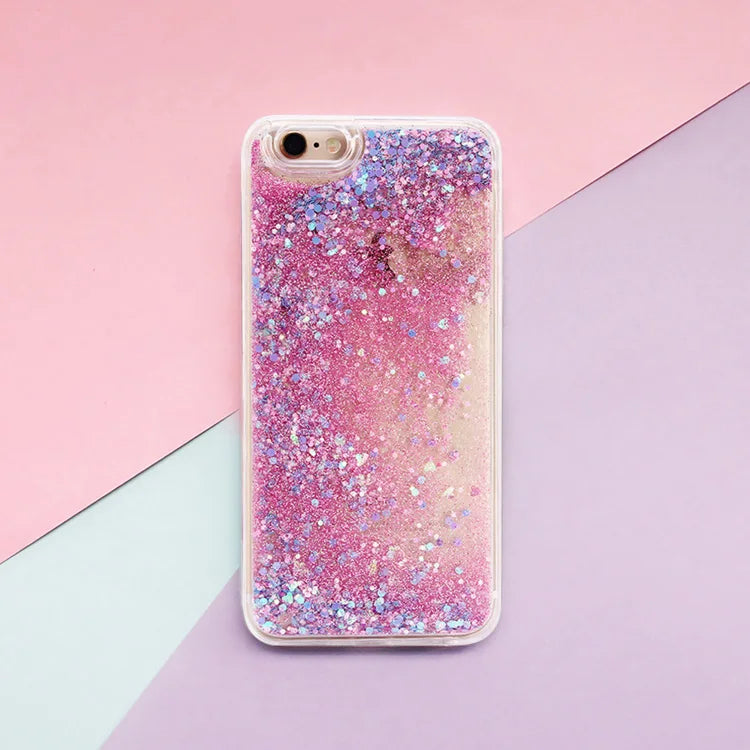 Glitter Stars Liquid Quicksand Coque For iPhone case 11 12 13 14 15 Pro Max X XR XS 7 8 Plus SE 2022 bumper Silicone Back Cover