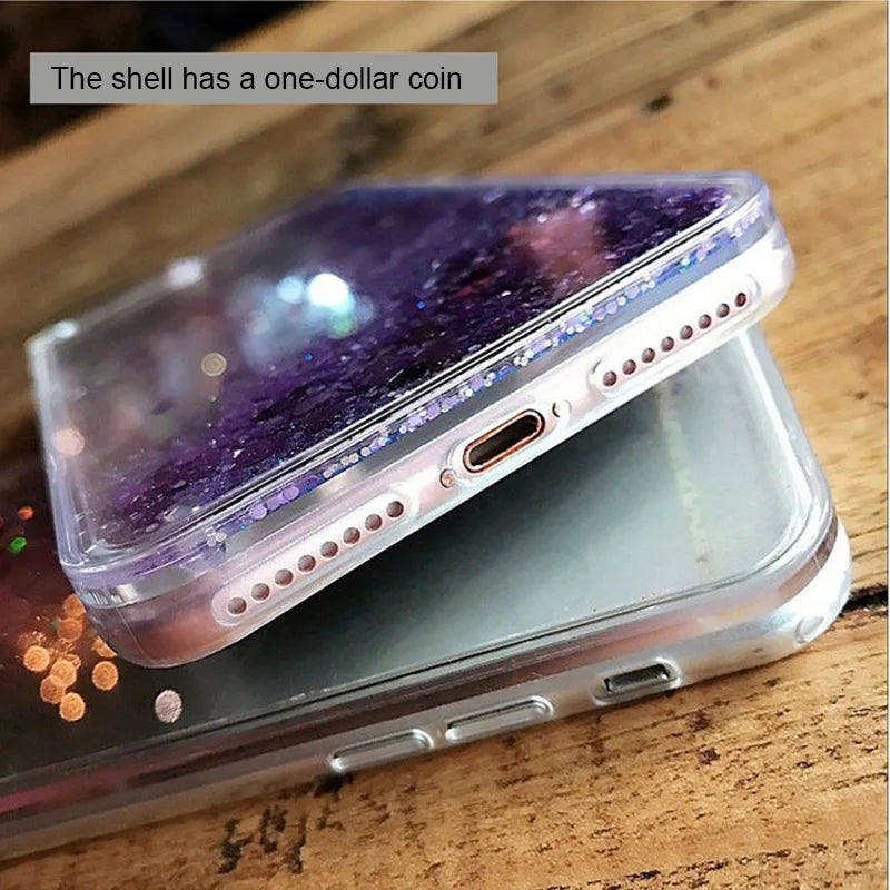 Glitter Stars Liquid Quicksand Coque For iPhone case 11 12 13 14 15 Pro Max X XR XS 7 8 Plus SE 2022 bumper Silicone Back Cover