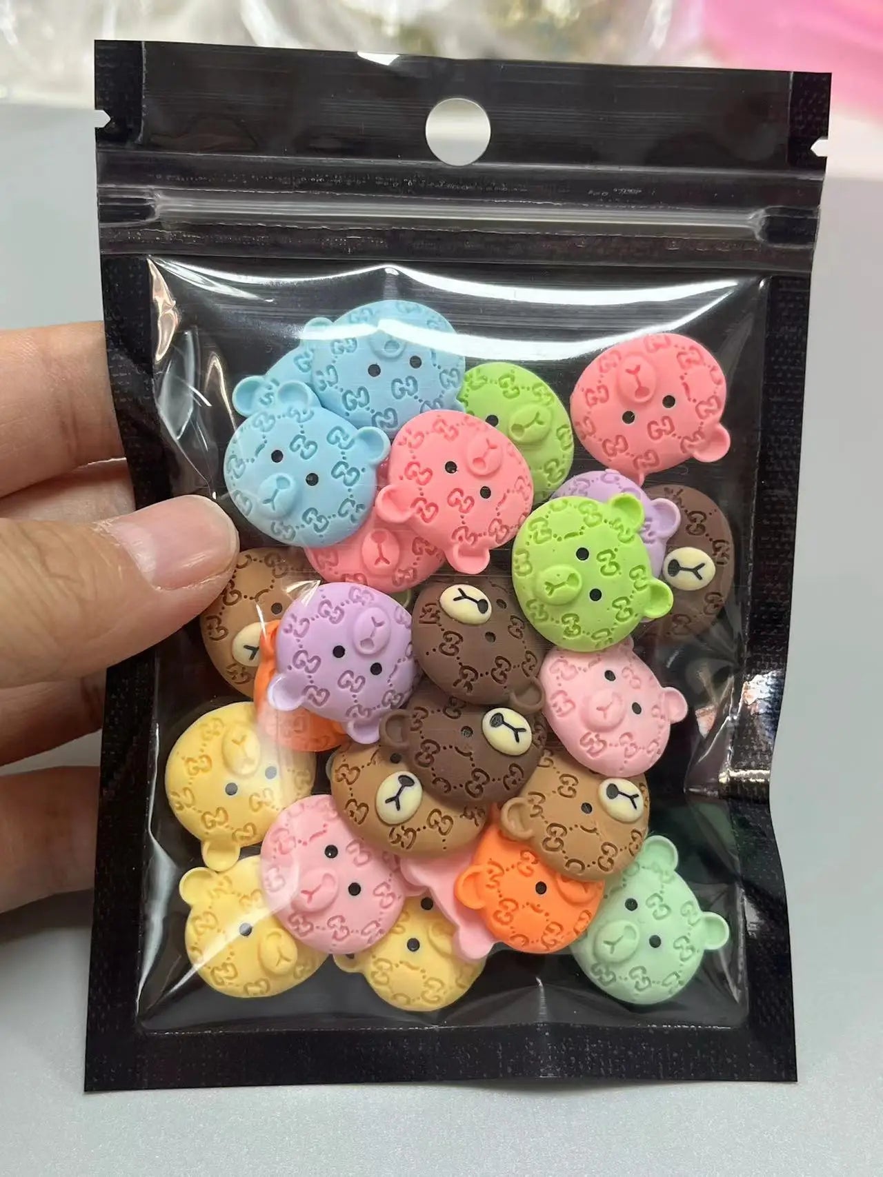 Y2K Hot Pink 30pcs Mix Heart Bear Candy Loiipop Resin Parts Handmade Phose Case Hair Girls Long Nail Art Big Decoraiton Charms