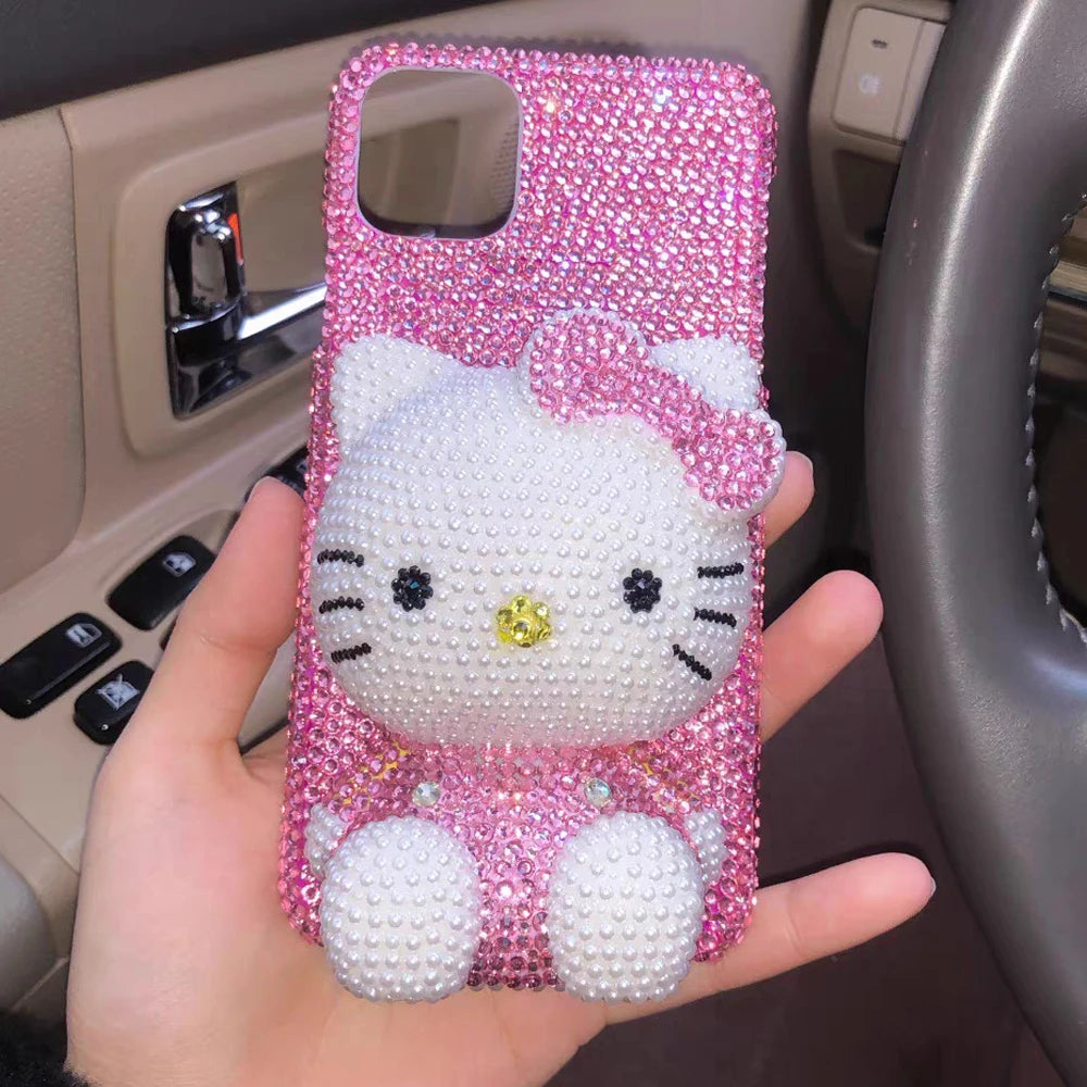 Rhinestone Bling Crystal Phone Case Chain For iPhone 16 12 13 14 15Pro Max X Xs XR 7 8 Plus SE 2 3 10 Transparent Bumper Cover