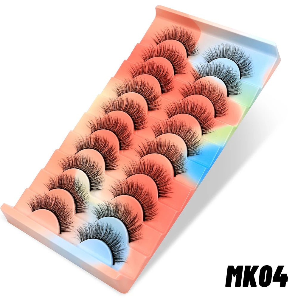 GROINNEYA Lashes 3D Mink Lashes Fluffy Reusable Lashes Mink False Eyelashes Soft Wispy Natural Cross Eyelash Extension Makeup