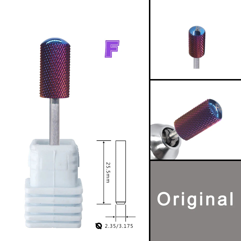 Broca cilíndrica para clavos de carburo de tungsteno de 6,6 mm de color morado con punta redonda grande