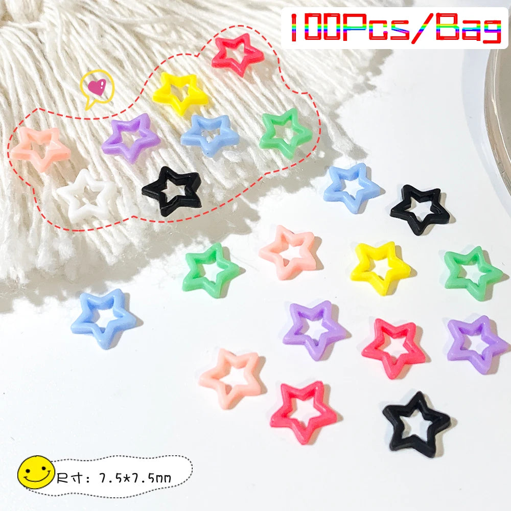 50 piezas de abalorios de estrella transparentes de colores variados para uñas, 10 mm, resina plana, diamantes de imitación, estrellas de cristal, joyería, decoración de uñas, manicura DIY*