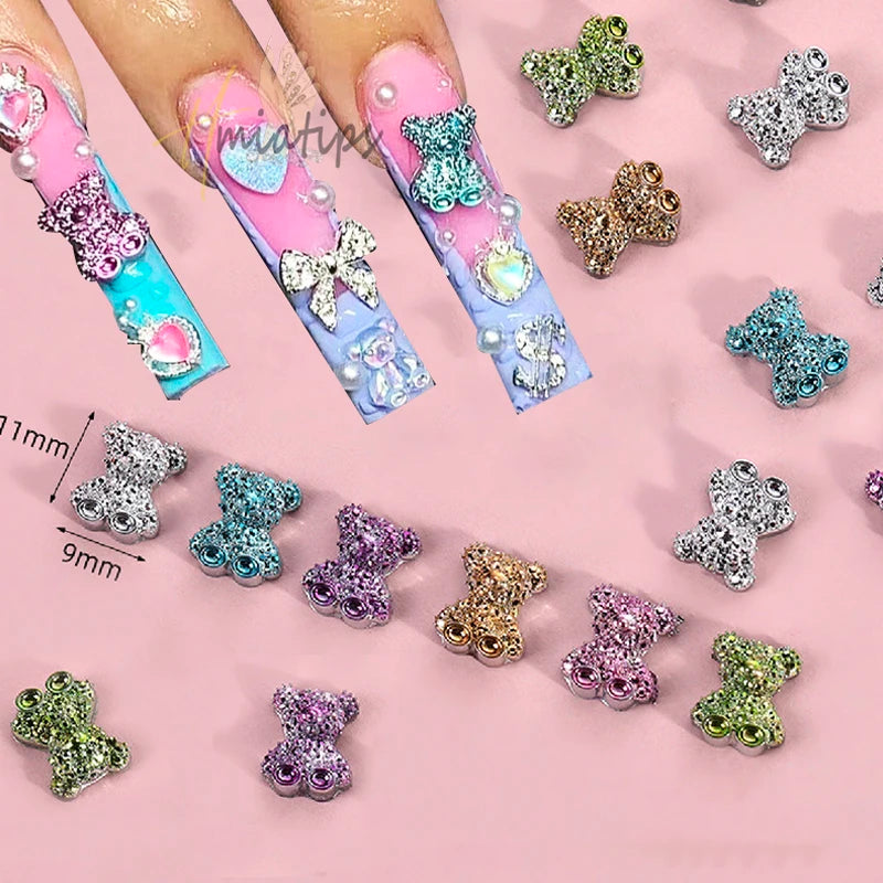 1box 3D Kawaii Crystal Rhinestones Bear/Cat Gems Glitter Acrylic Nail Art Rhinestons