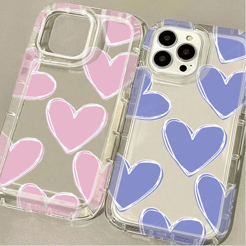 Funda de teléfono transparente de lujo con forma de corazón para Xiaomi Redmi Note 13 12 Pro Plus 12S 11 11S 10 10S 9 9S 8 Pro 12C 10C Funda de silicona suave