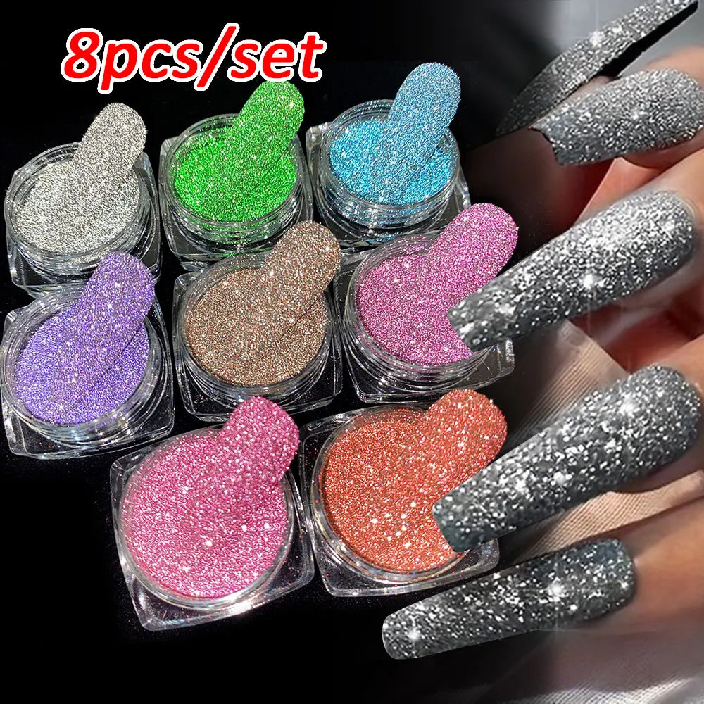 6Pcs Chrome Nail Powder Metallic Mirror Glitter Effect Holographic Metallic Chrome Powder for Nails Rose Gold Chrome Nail Powder
