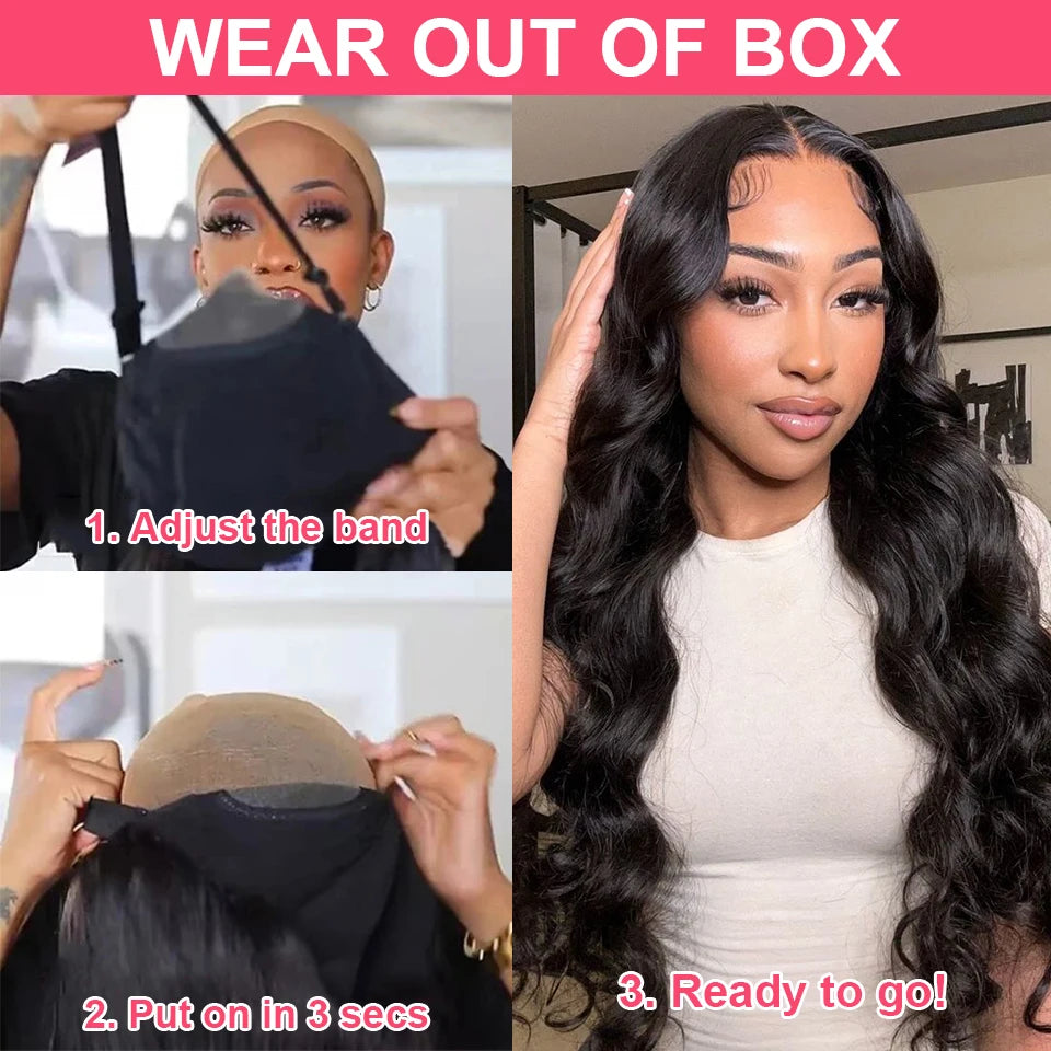 Perruque sans colle en cheveux humains brésiliens pré-épilés Body Wave