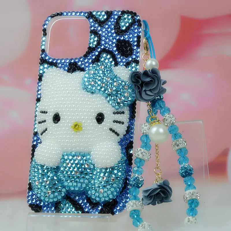 Rhinestone Bling Crystal Phone Case Chain For iPhone 16 12 13 14 15Pro Max X Xs XR 7 8 Plus SE 2 3 10 Transparent Bumper Cover