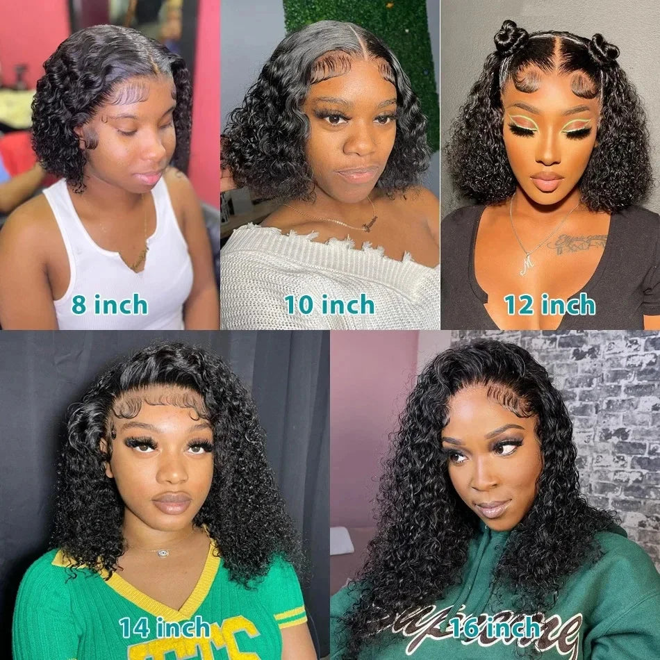 Perruques de cheveux humains courts ondulés 13X6 HD Lace Frontal Wig 13x4