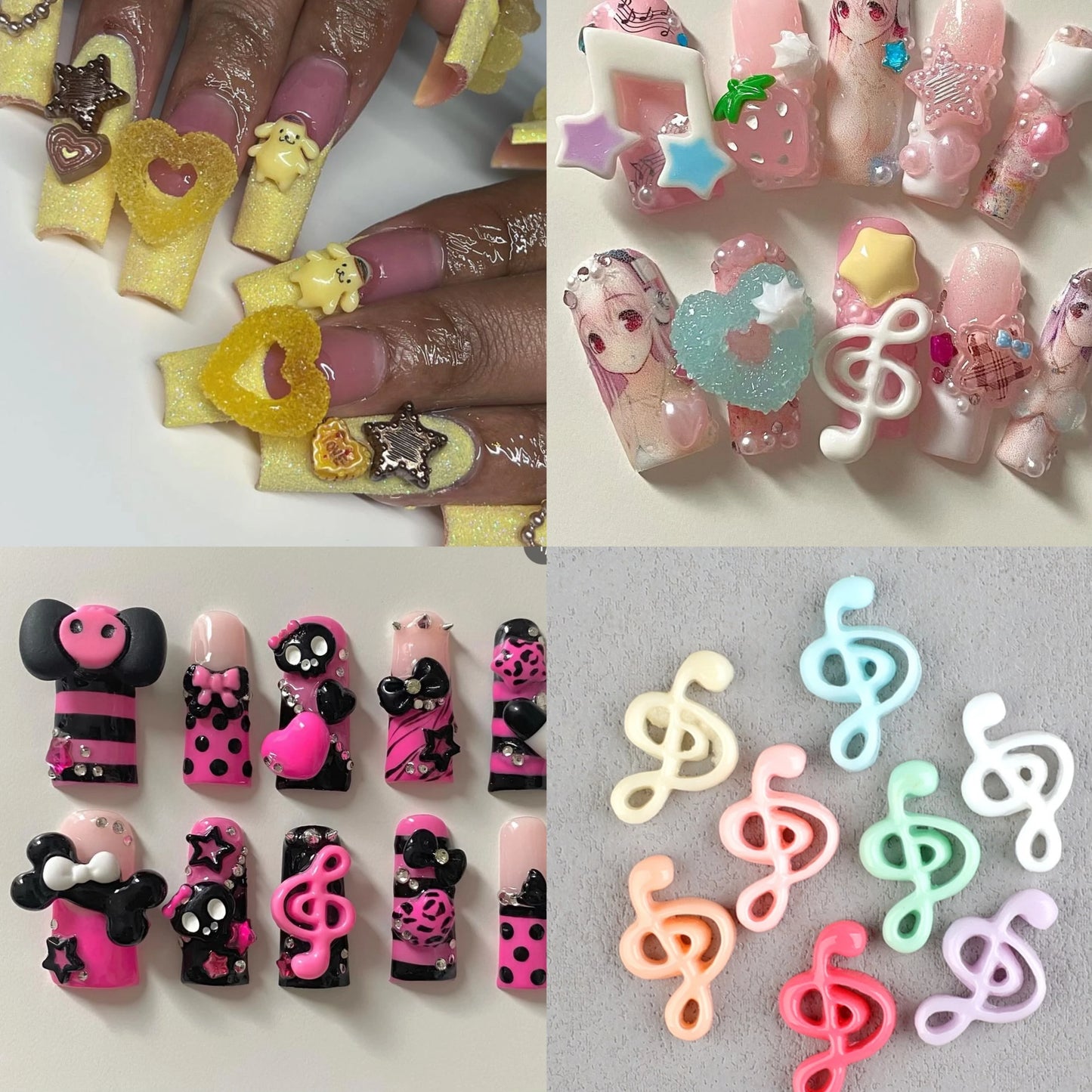 Y2K Hot Pink 30pcs Mix Heart Bear Candy Loiipop Resin Parts Handmade Phose Case Hair Girls Long Nail Art Big Decoraiton Charms
