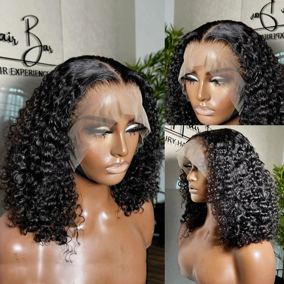 Perruques de cheveux humains courts ondulés 13X6 HD Lace Frontal Wig 13x4