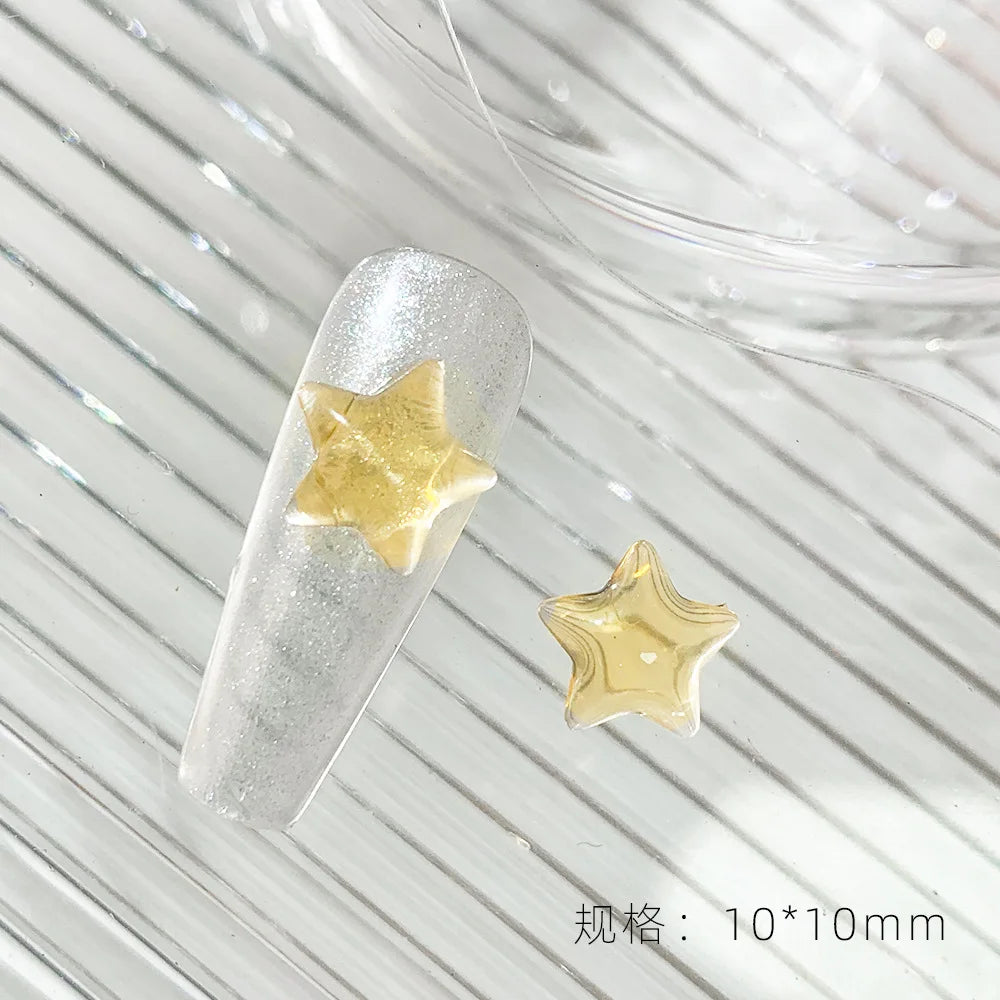 50 piezas de abalorios de estrella transparentes de colores variados para uñas, 10 mm, resina plana, diamantes de imitación, estrellas de cristal, joyería, decoración de uñas, manicura DIY*