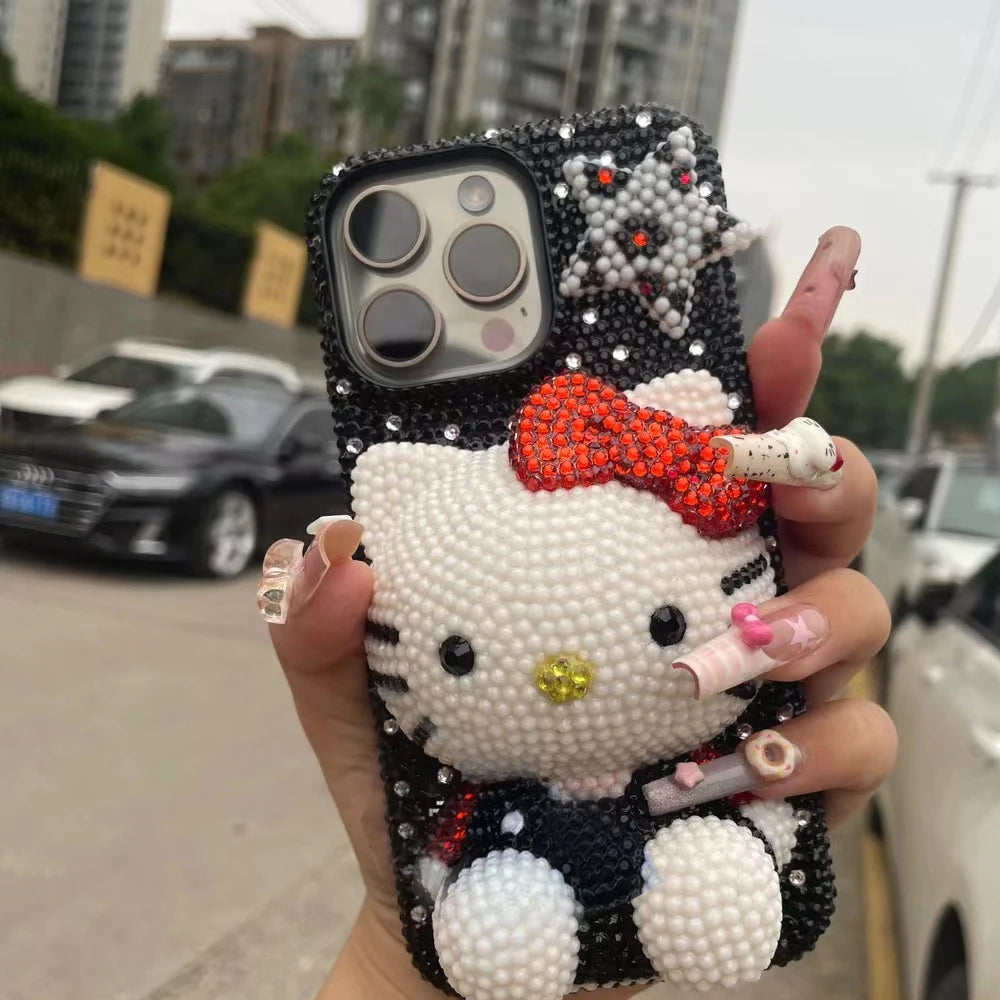 Rhinestone Bling Crystal Phone Case Chain For iPhone 16 12 13 14 15Pro Max X Xs XR 7 8 Plus SE 2 3 10 Transparent Bumper Cover