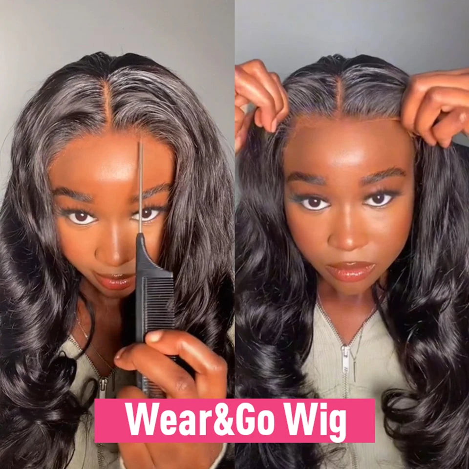 Perruque sans colle en cheveux humains brésiliens pré-épilés Body Wave