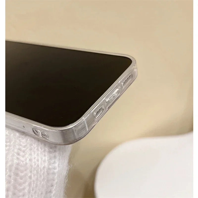 Coque de téléphone en époxy rose à paillettes coréennes pour iPhone 14 13 12 11 Pro Max X XS XR 7 8 SE 3
