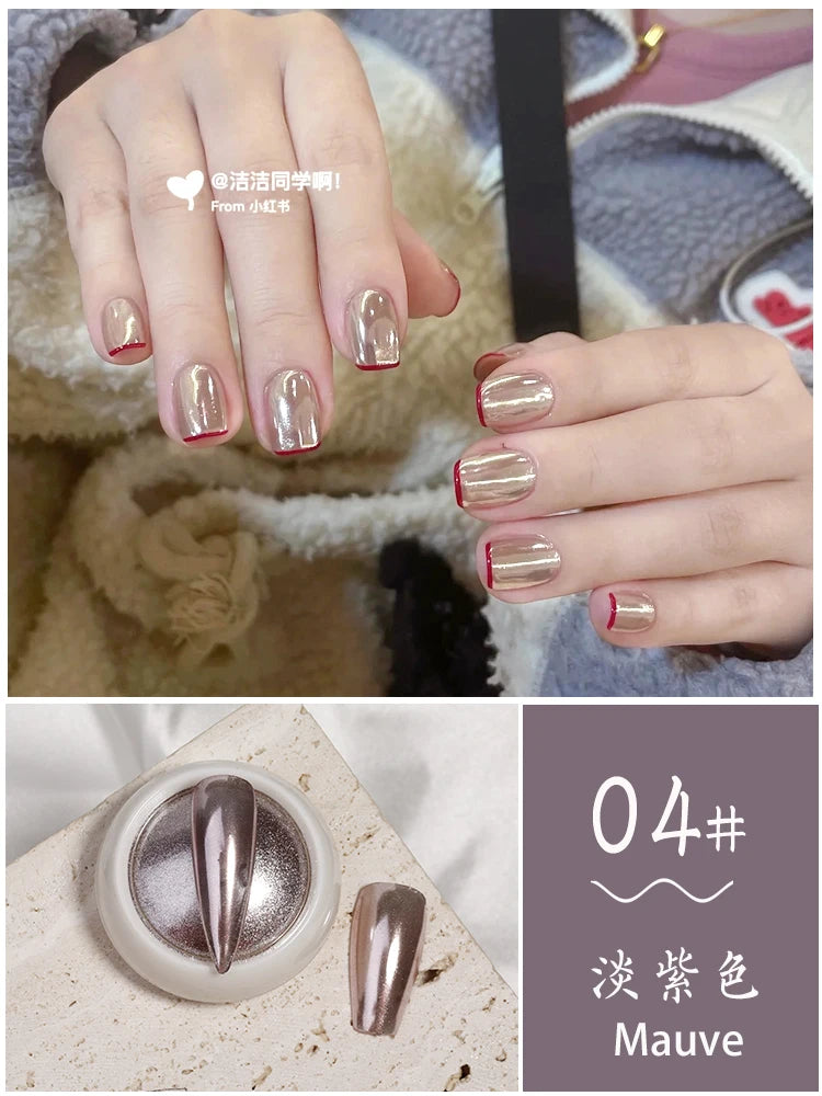 6Pcs Chrome Nail Powder Metallic Mirror Glitter Effect Holographic Metallic Chrome Powder for Nails Rose Gold Chrome Nail Powder