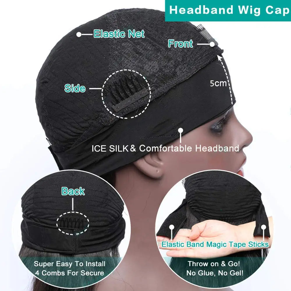 Perruques bandeau crépues et lisses en cheveux humains Remy prêtes à porter Yaki