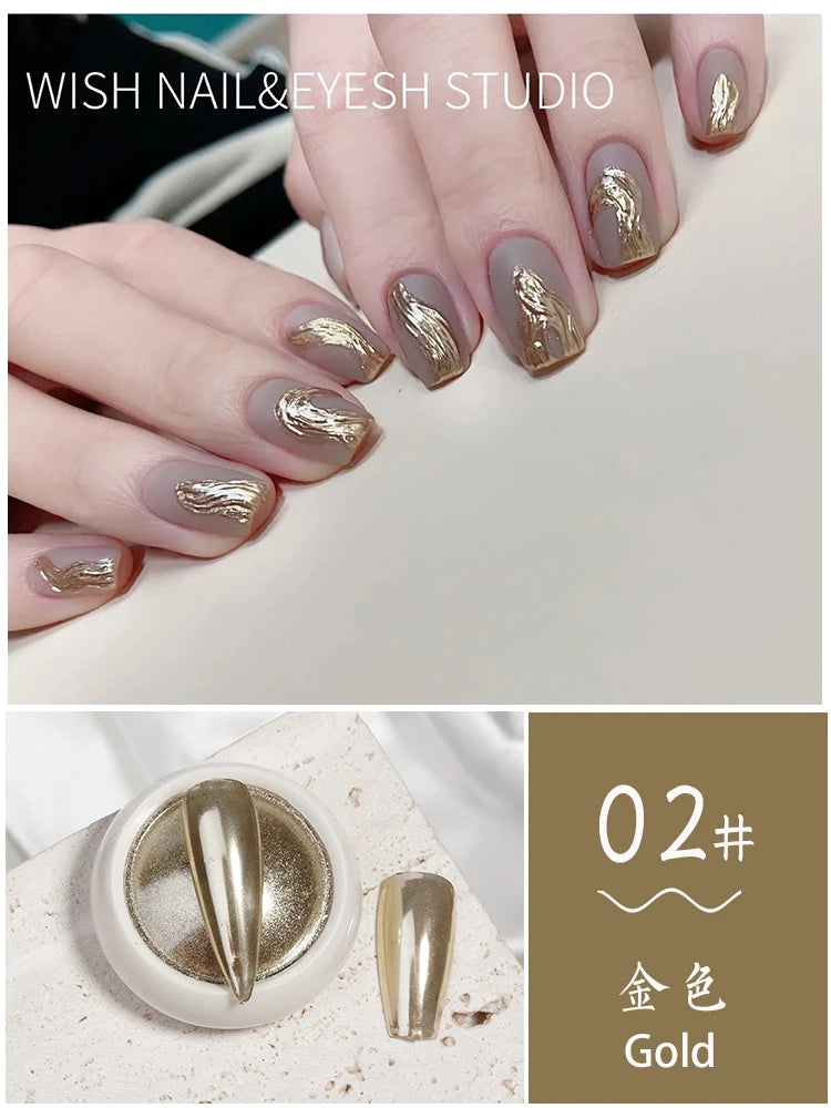 6Pcs Chrome Nail Powder Metallic Mirror Glitter Effect Holographic Metallic Chrome Powder for Nails Rose Gold Chrome Nail Powder