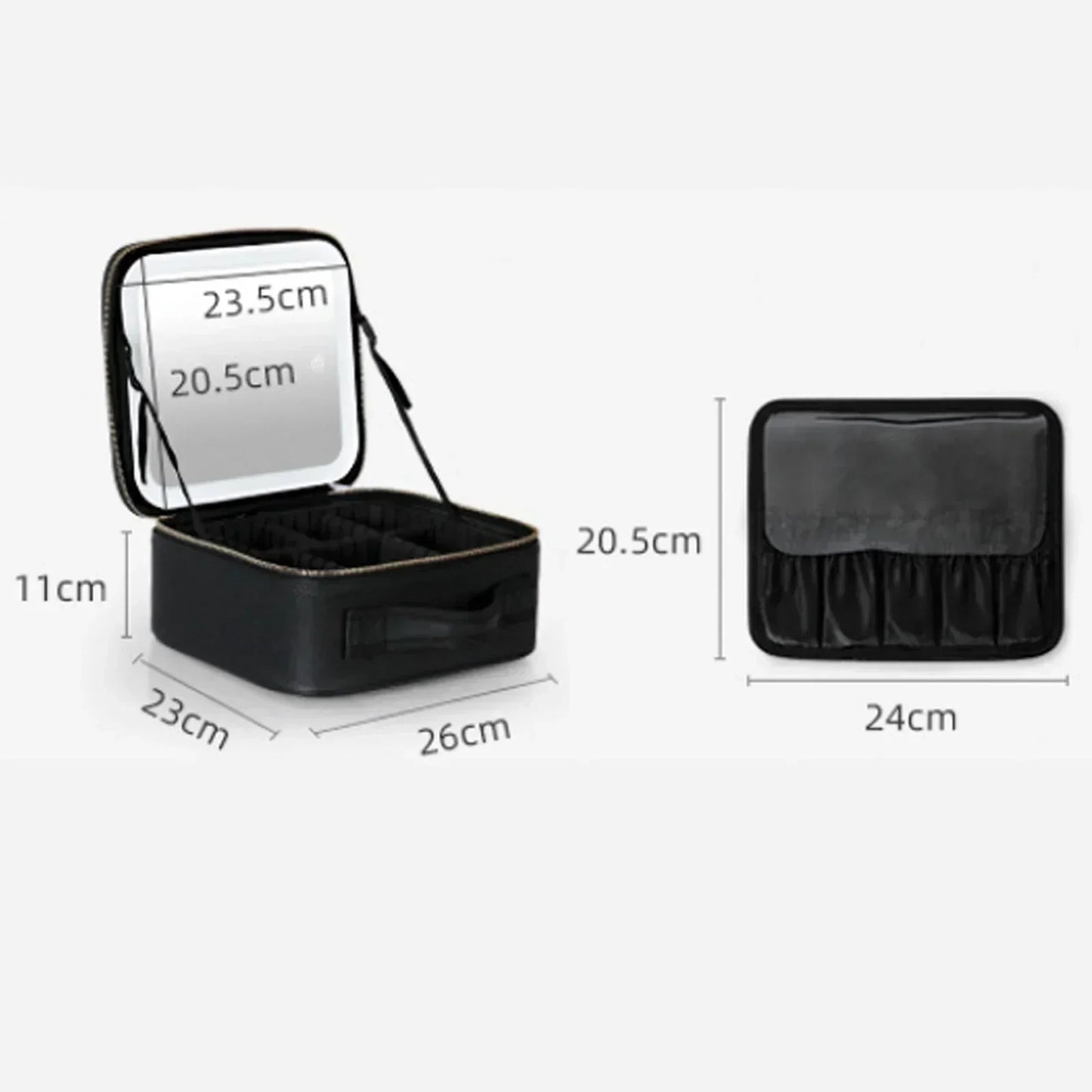 Makeup Train Case with 3 Color Adjustable Brightness LED Mirror Cosmetic Travel Case Adjustable Dividers Toiletry Bag for Lady