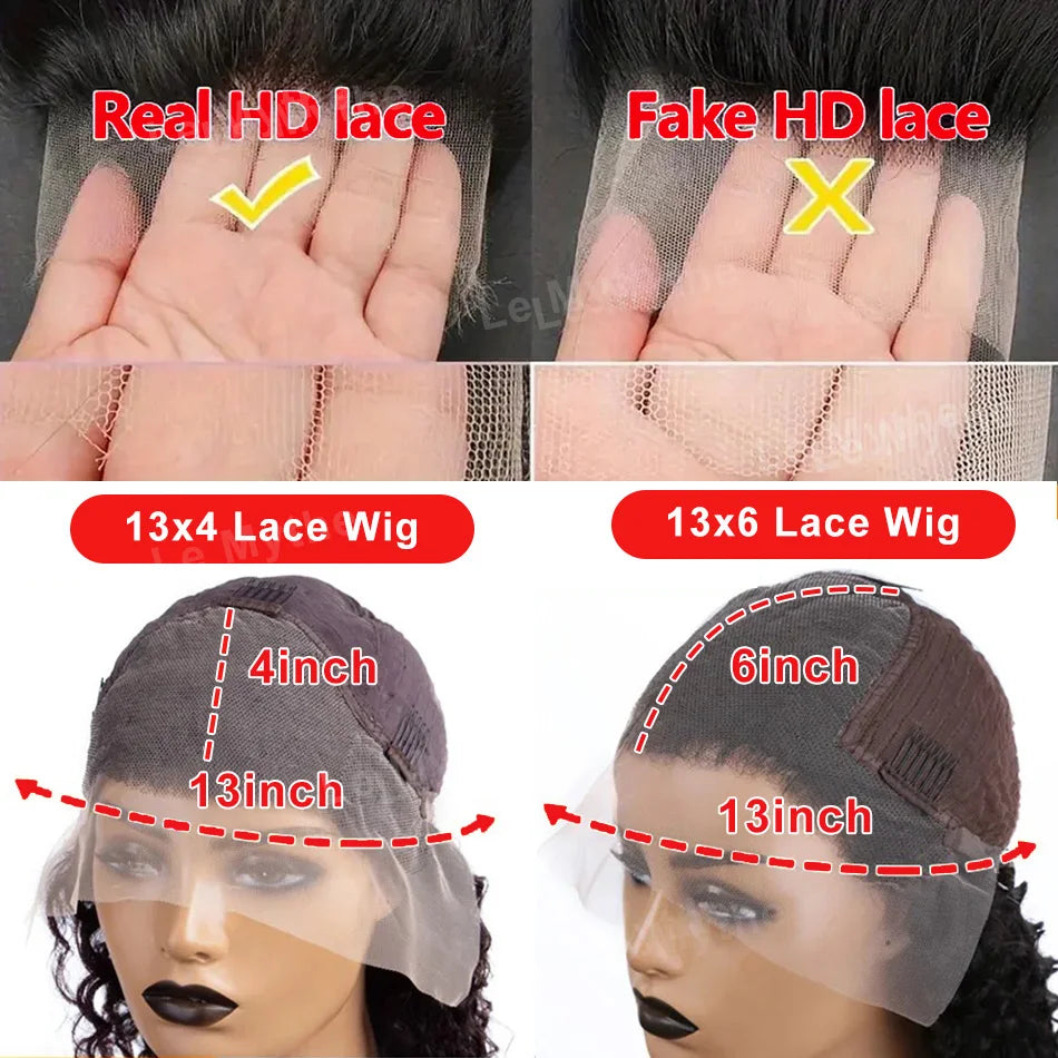 Perruque frontale en cheveux humains bouclés, densité 250, 13x6, HD, transparente, ondulée, 40 pouces