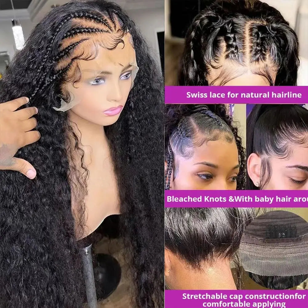 Pelucas de cabello humano con frente de encaje rizado y ondas profundas