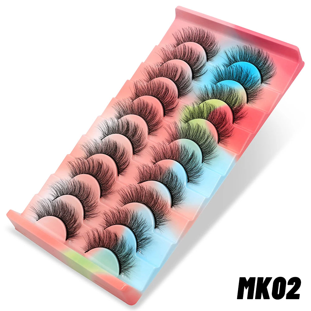 GROINNEYA Lashes 3D Mink Lashes Fluffy Reusable Lashes Mink False Eyelashes Soft Wispy Natural Cross Eyelash Extension Makeup