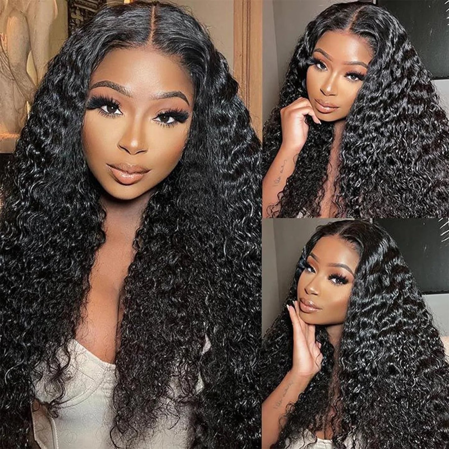 Deep Wave Glueless Wig Human Hair Ready To Wear And Go PrePlucked For Women Precut 13x6 Frontal