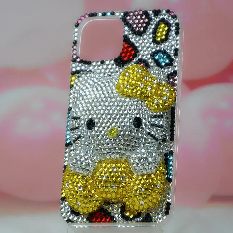 Rhinestone Bling Crystal Phone Case Chain For iPhone 16 12 13 14 15Pro Max X Xs XR 7 8 Plus SE 2 3 10 Transparent Bumper Cover