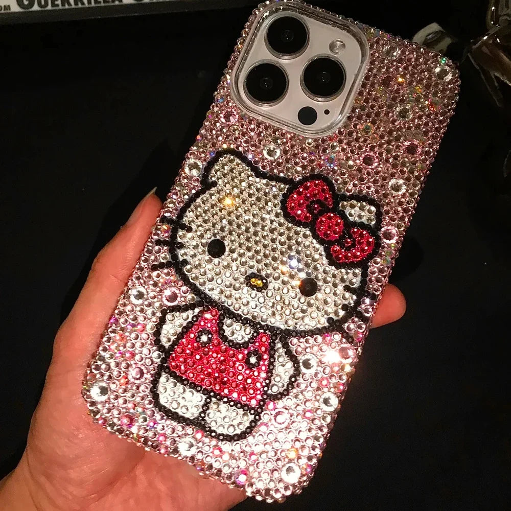 Rhinestone Bling Crystal Phone Case Chain For iPhone 16 12 13 14 15Pro Max X Xs XR 7 8 Plus SE 2 3 10 Transparent Bumper Cover