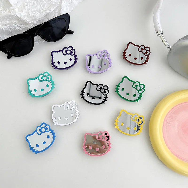 Sanrio Hello Kitty Mobile Phone Holder Cute Anime Cartoon Scalable Portable IPhone Back Decoration Mirror Fashion Holiday Gifts