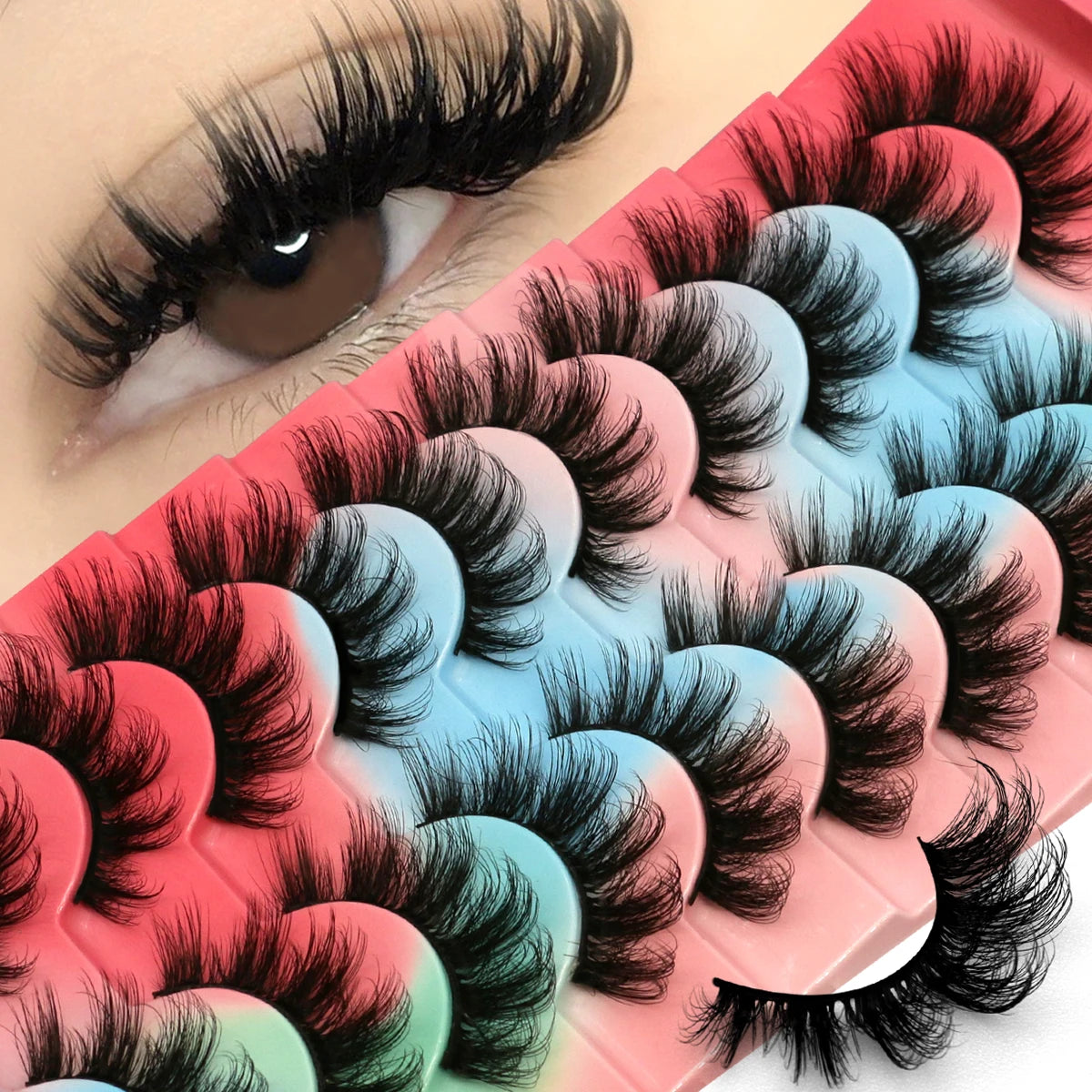 GROINNEYA Lashes 3D Mink Lashes Fluffy Reusable Lashes Mink False Eyelashes Soft Wispy Natural Cross Eyelash Extension Makeup