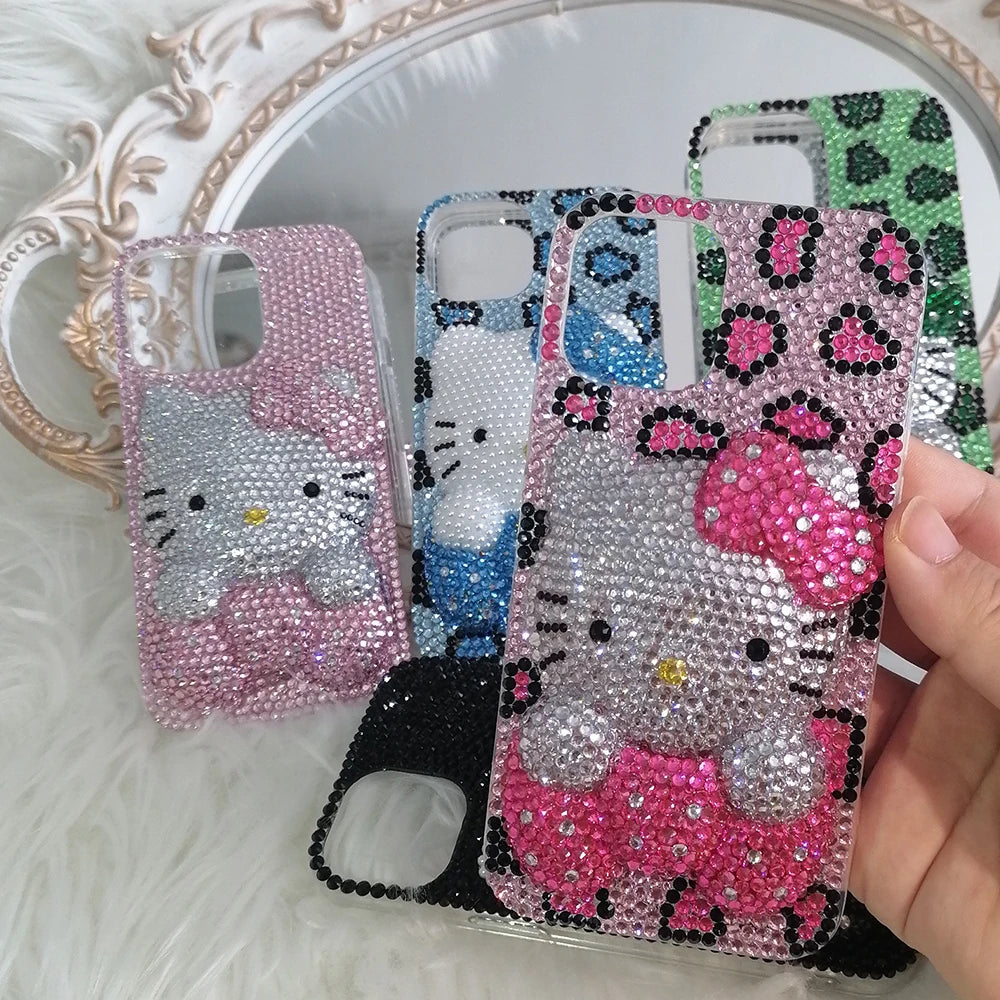 Rhinestone Bling Crystal Phone Case Chain For iPhone 16 12 13 14 15Pro Max X Xs XR 7 8 Plus SE 2 3 10 Transparent Bumper Cover