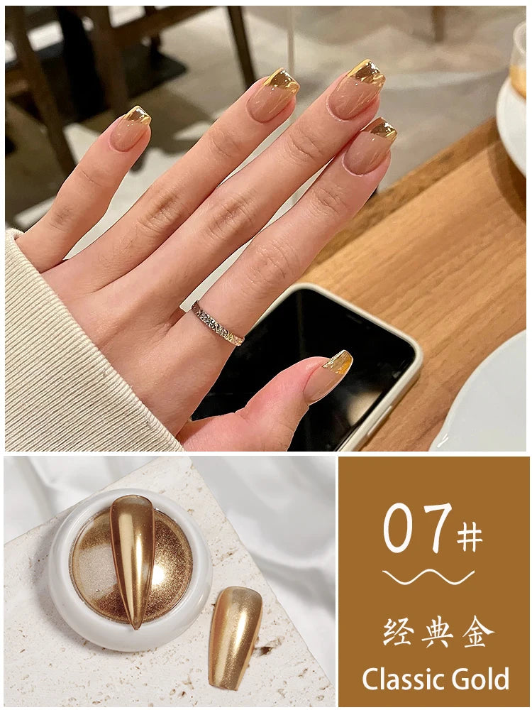 6Pcs Chrome Nail Powder Metallic Mirror Glitter Effect Holographic Metallic Chrome Powder for Nails Rose Gold Chrome Nail Powder
