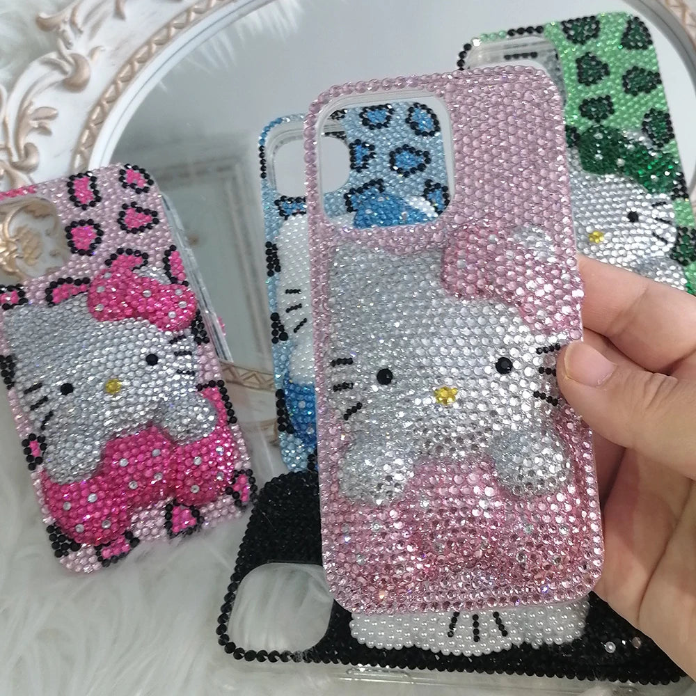 Rhinestone Bling Crystal Phone Case Chain For iPhone 16 12 13 14 15Pro Max X Xs XR 7 8 Plus SE 2 3 10 Transparent Bumper Cover