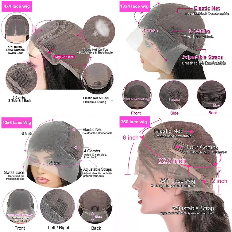 Deep Wave Glueless Wig Human Hair Ready To Wear And Go PrePlucked For Women Precut 13x6 Frontal