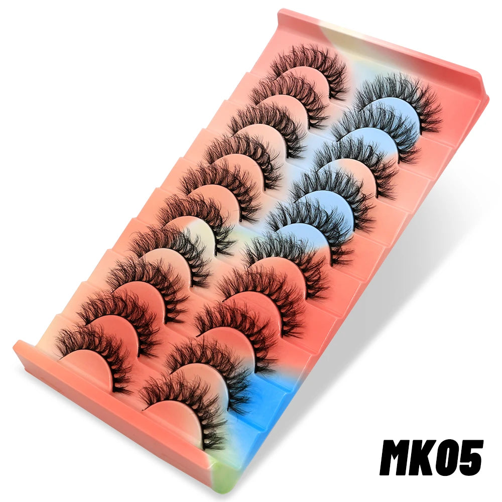 GROINNEYA Lashes 3D Mink Lashes Fluffy Reusable Lashes Mink False Eyelashes Soft Wispy Natural Cross Eyelash Extension Makeup