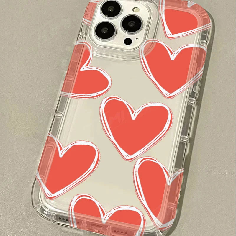 Funda de teléfono transparente de lujo con forma de corazón para Xiaomi Redmi Note 13 12 Pro Plus 12S 11 11S 10 10S 9 9S 8 Pro 12C 10C Funda de silicona suave