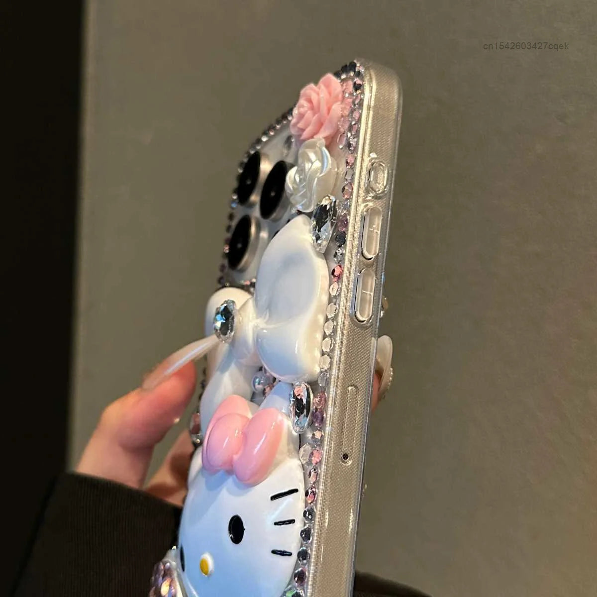 Sanrio Full Rhinestone Heart Hello Kitty Phone Case For Iphone 15 Pro Max 14 13 12 11 X Xr Xsmax Women Luxury Protective Cover