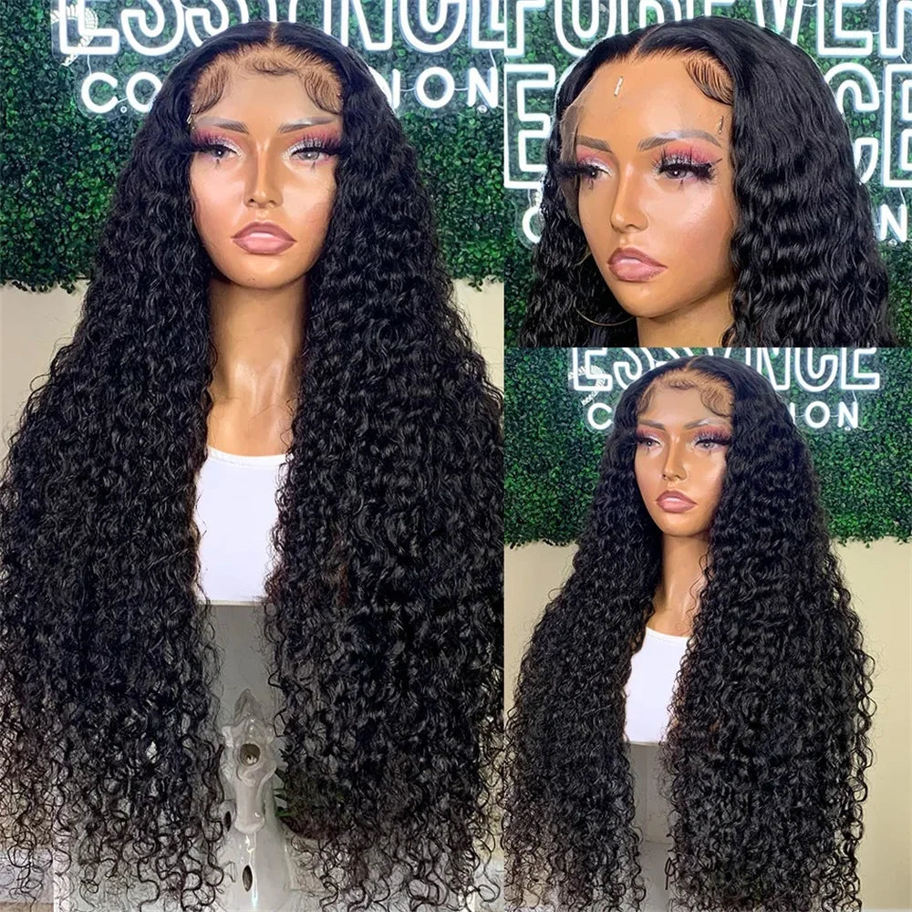 Perruque frontale en cheveux humains bouclés, densité 250, 13x6, HD, transparente, ondulée, 40 pouces